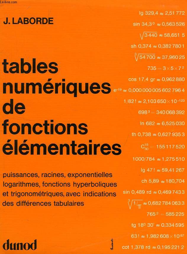 TABLES NUMERIQUES DE FONCTIONS ELEMENTAIRES