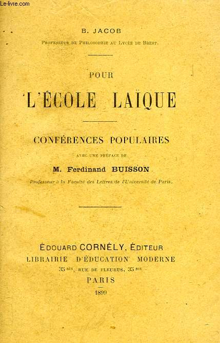 POUR L'ECOLE LAIQUE, CONFERENCES POPULAIRES