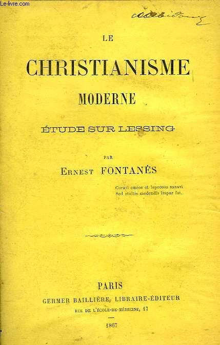 LE CHRISTIANISME MODERNE, ETUDE SUR LESSING