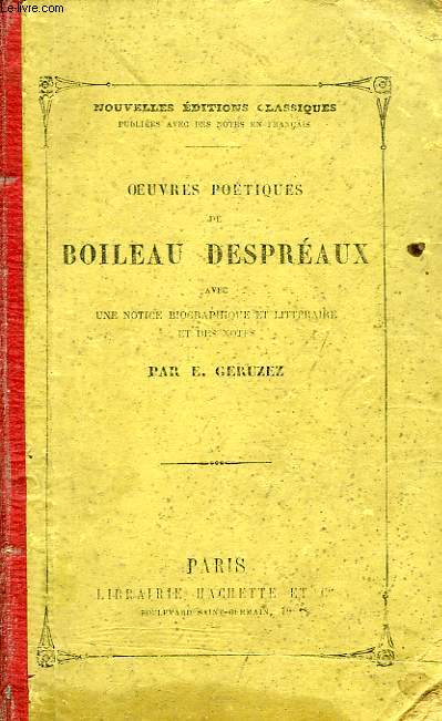 OEUVRES POETIQUES DE BOILEAU DESPREAUX