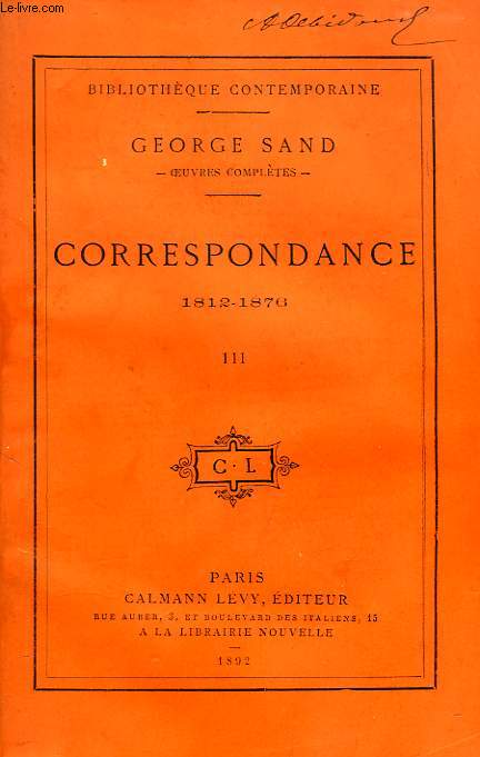 CORRESPONDANCE, 1812-1876, TOME III
