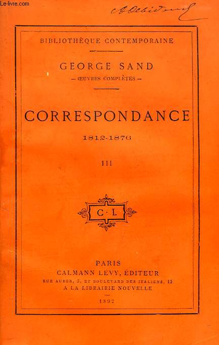 CORRESPONDANCE, 1812-1876, TOME III