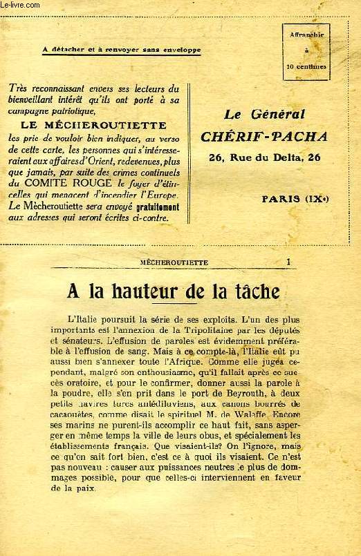 MECHEROUTIETTE 'CONSTITUTIONNEL OTTOMAN', ORGANE DU PARTI RADICAL OTTOMAN