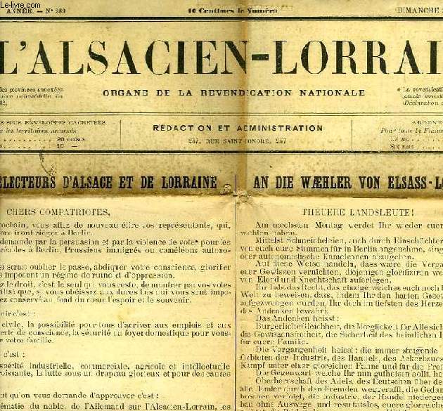 L'ALSACIEN-LORRAIN, 8e ANNEE, N 289, FEV. 1887