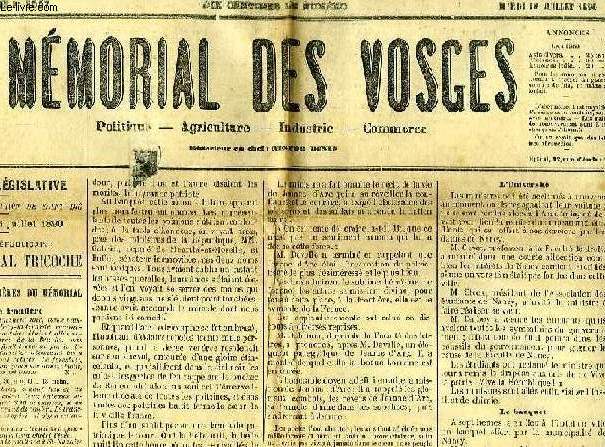 MEMORIAL DES VOSGES, 21e ANNEE, N 3557, JUILLET 1890