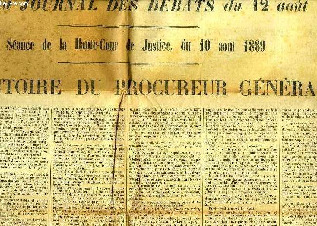 SUPPLEMENT AU JOURNAL DES DEBATS DU 12 AOUT 1889