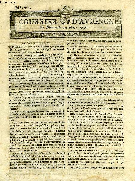 COURRIER D'AVIGNON, N 71, DU MERCREDI 24 MARS 1790