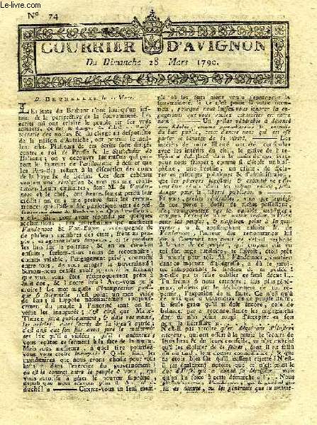 COURRIER D'AVIGNON, N 74, DU DIMANCHE 28 MARS 1790