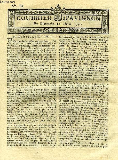 COURRIER D'AVIGNON, N 86, DU DIMANCHE 11 AVRIL 1790