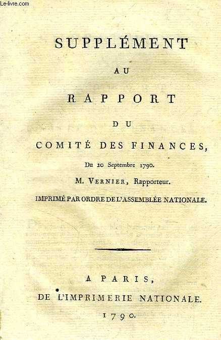 SUPPLEMENT AU RAPPORT DU COMITE DES FINANCES, DU 20 SEPTEMBRE 1790