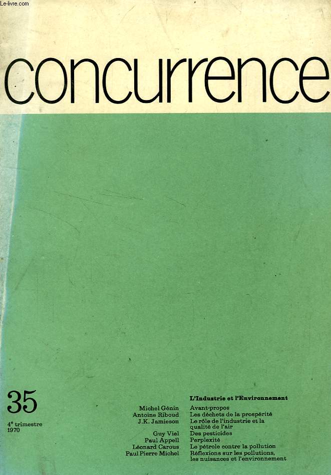 CONCURRENCE, LES CAHIERS DE L'ILEC, N 35, 4e TRIM. 1970