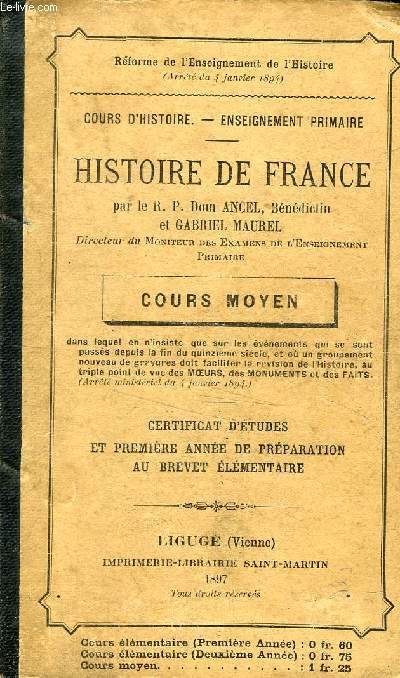 HISTOIRE DE FRANCE, COURS MOYEN