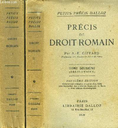 PRECIS DE DROIT ROMAIN, 2 TOMES