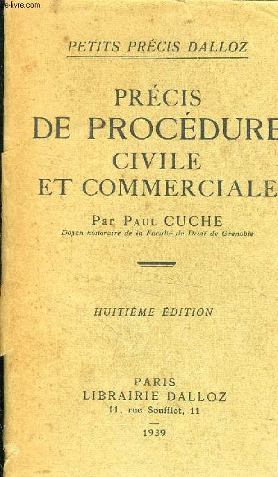 PRECIS DE PROCEDURE CIVILE ET COMMERCIALE