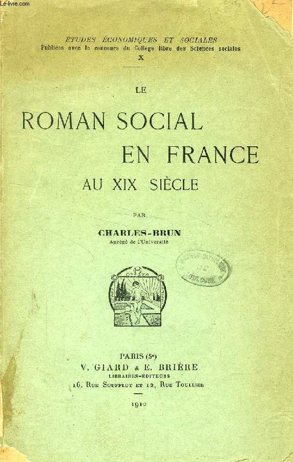 LE ROMAN SOCIAL EN FRANCE AU XIXe SIECLE