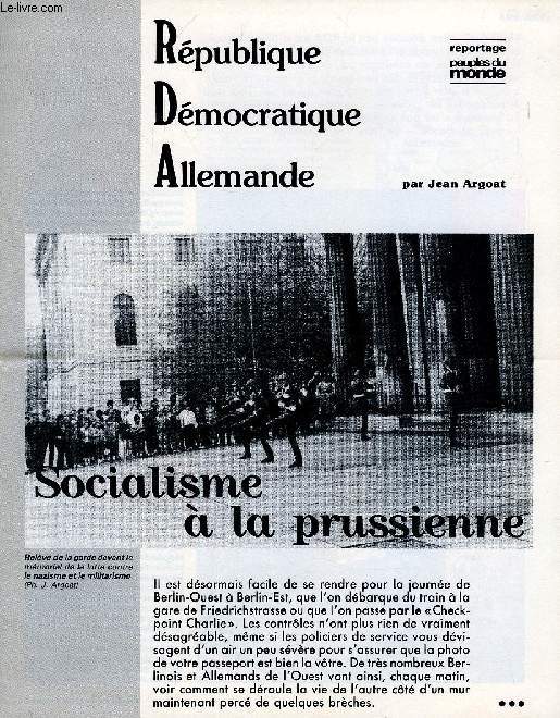 PEUPLES DU MONDE, N 220, FEV. 1989 (EXTRAIT), RDA, SOCIALISME A LA PRUSSIENNE