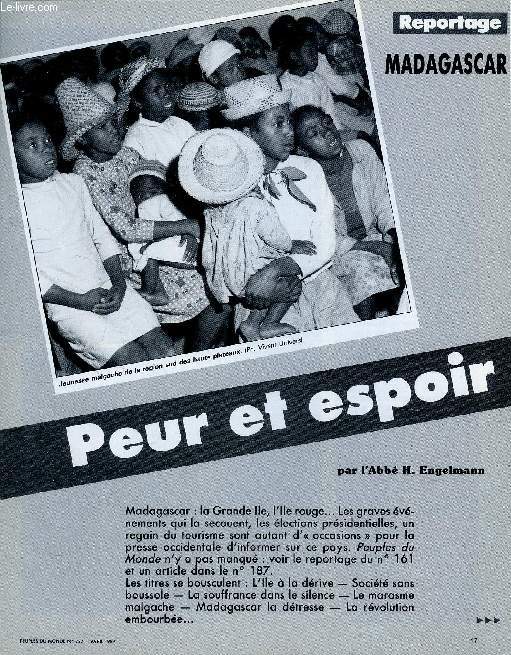PEUPLES DU MONDE, N 222, AVRIL 1989 (EXTRAIT), MADAGASCAR, PEUR ET ESPOIR