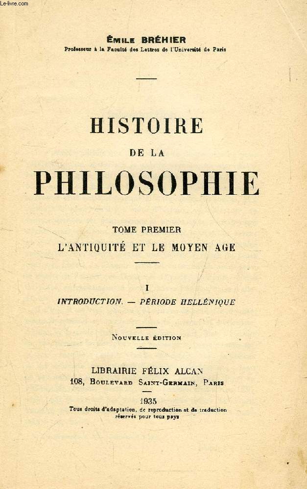 HISTOIRE DE LA PHILOSOPHIE, 7 TOMES