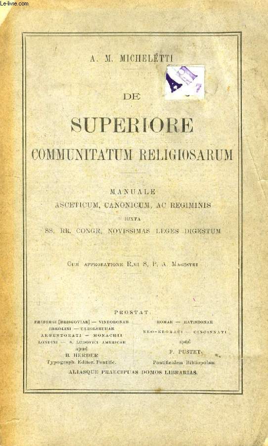 DE SUPERIORE COMMUNITATUM RELIGIOSARUM