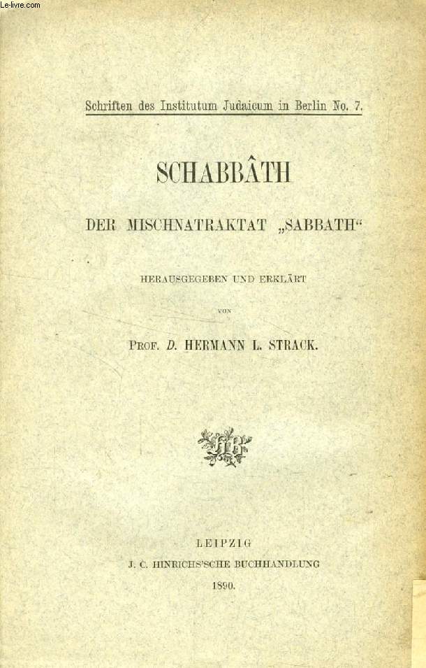 SCHABBTH, DER MISCHNATRAKTAT 'SABBATH'
