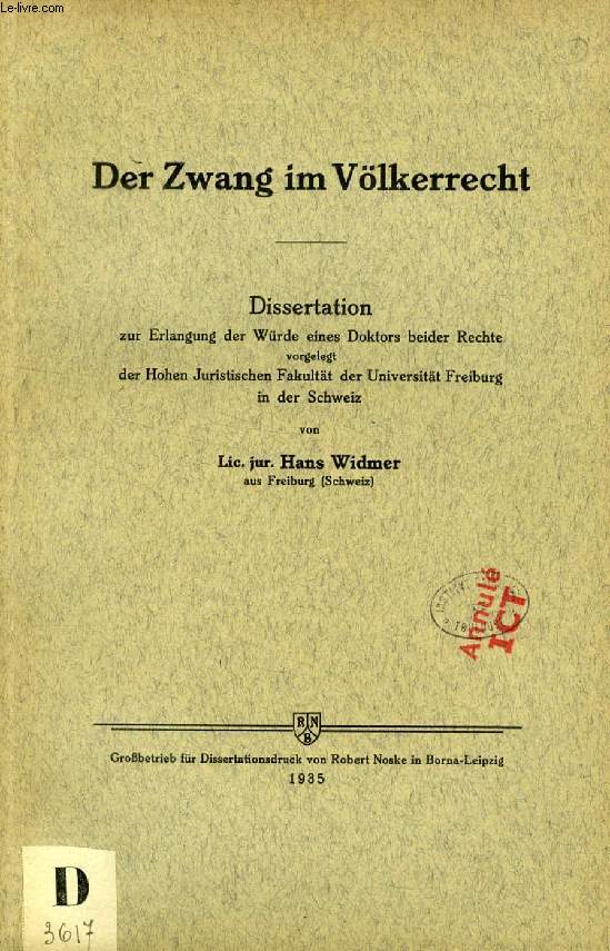 DER ZWANG IM VLKERRECHT (DISSERTATION)