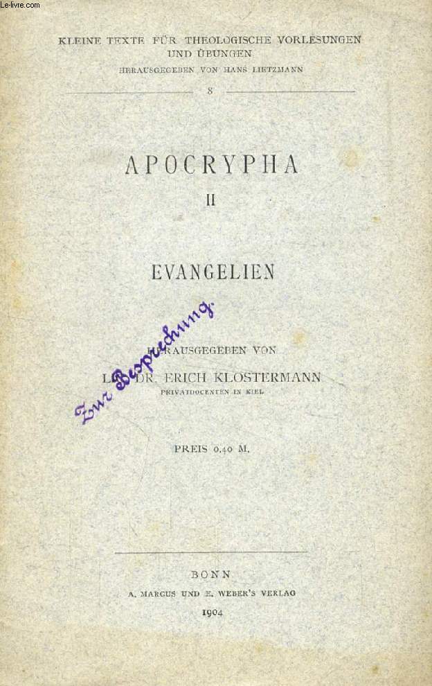 APOCRYPHA, II, EVANGELIEN