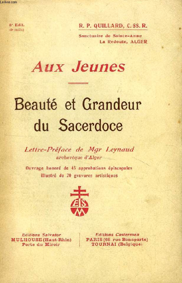 AUX JEUNES, BEAUTE ET GRANDEUR DU SACERDOCE