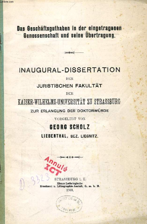 DAS GESCHFTSGUTHABEN IN DER EINGETRAGENEN GENOSSENSCHAFT UND SEINE BERTRAGUNG (INAUGURAL-DISSERTATION)