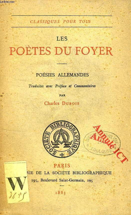 LES POETES DU FOYER, POESIES ALLEMANDES