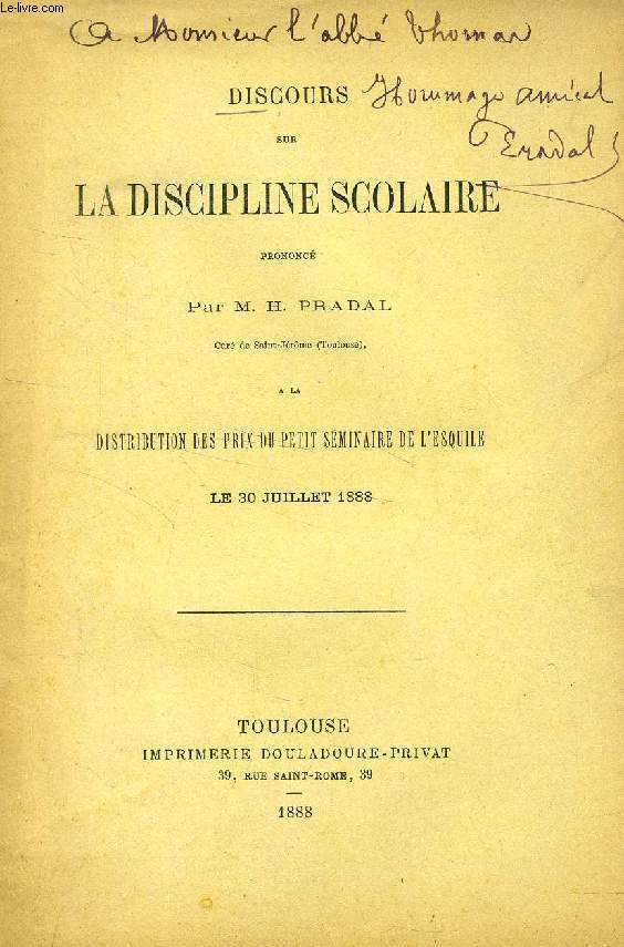 DISCOURS SUR LA DISCIPLINE SCOLAIRE