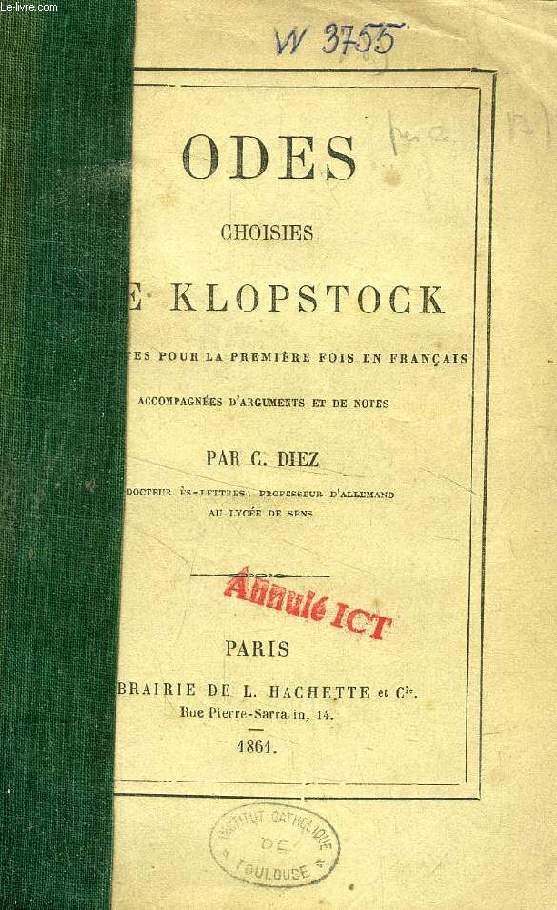 ODES CHOISIES DE KLOPSTOCK