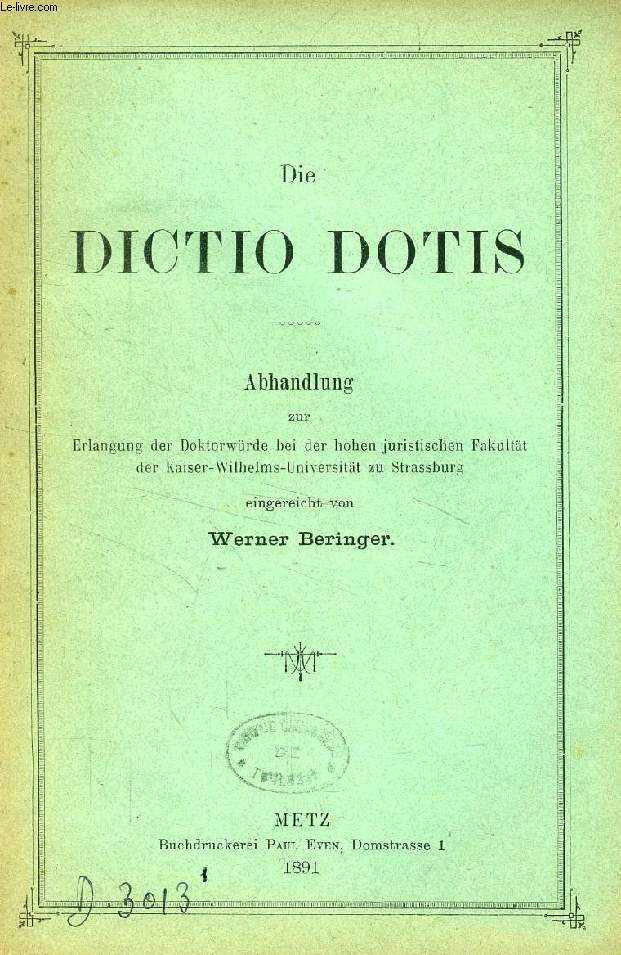 DIE DICTIO DOTIS (ABHANDLUNG)