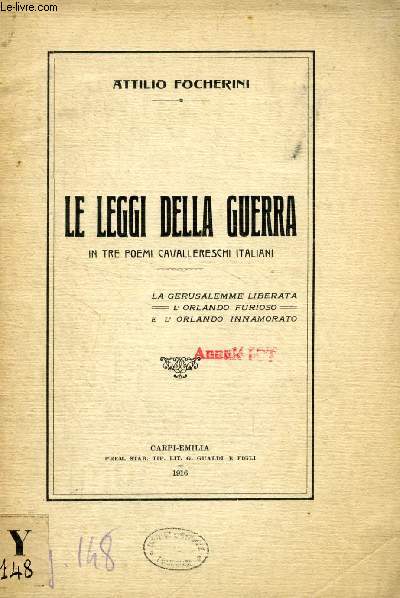 LE LEGGI DELLA GUERRA IN TRE POEMI CAVALLERESCHI ITALIANI