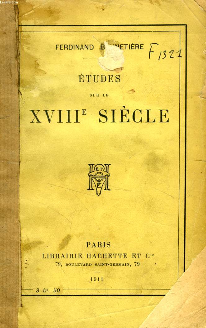 ETUDES SUR LE XVIIIe SIECLE