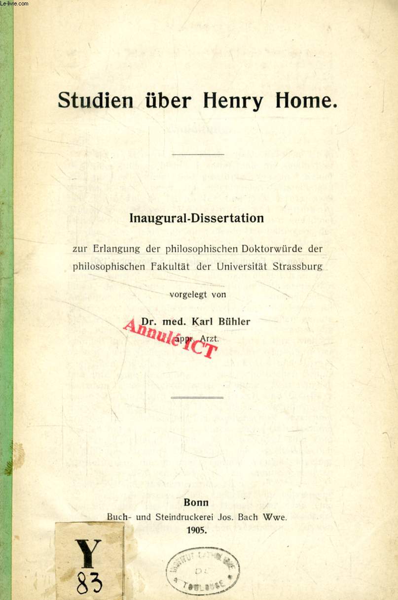 STUDIEN BER HENRY HOME (INAUGURAL-DISSERTATION)