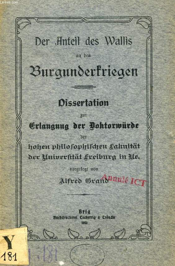 DER ANTEIL DES WALLIS AN DEN BURGUNDERKRIEGEN (DISSERTATION)