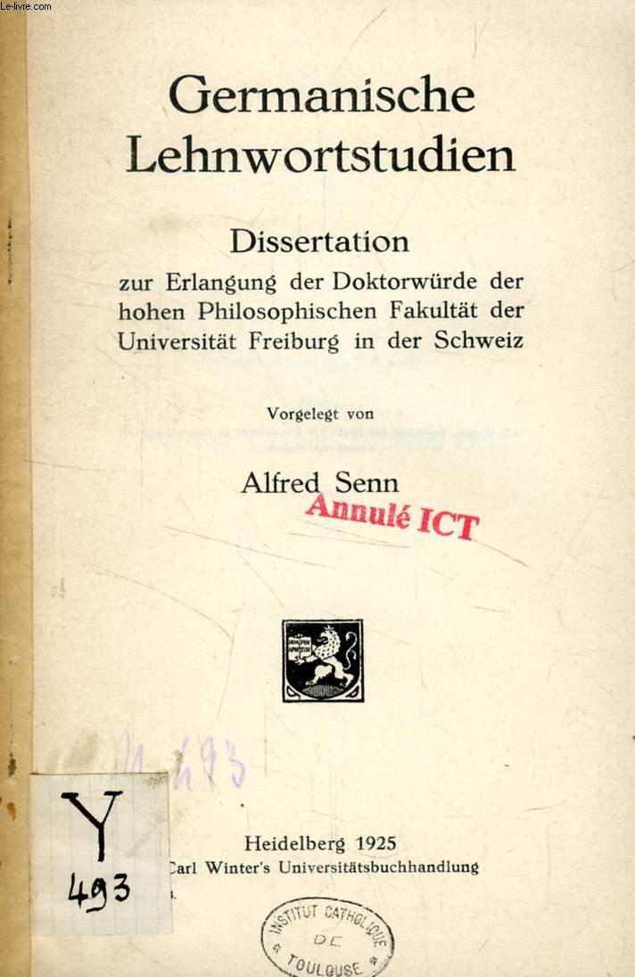 GERMANISCHE LEHNWORTSTUDIEN (DISSERTATION)
