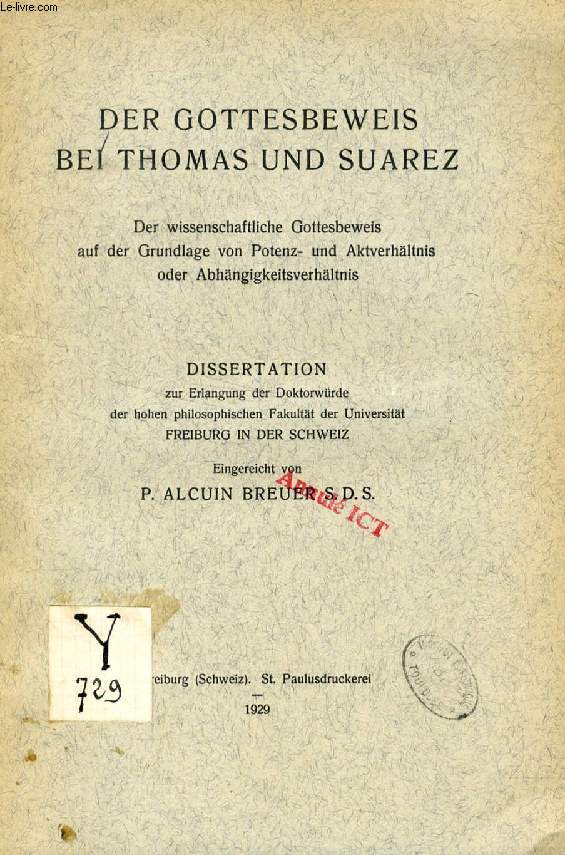 DER GOTTESBEWEIS BEI THOMAS UND SUAREZ (DISSERTATION)