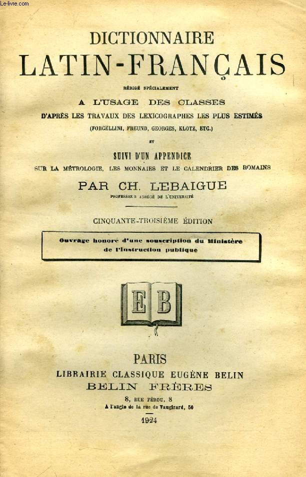 DICTIONNAIRE LATIN-FRANCAIS