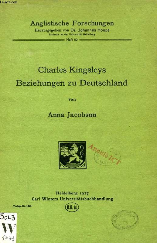 CHARLES KINGSLEYS BEZIEHUNGEN ZU DEUTSCHLAND