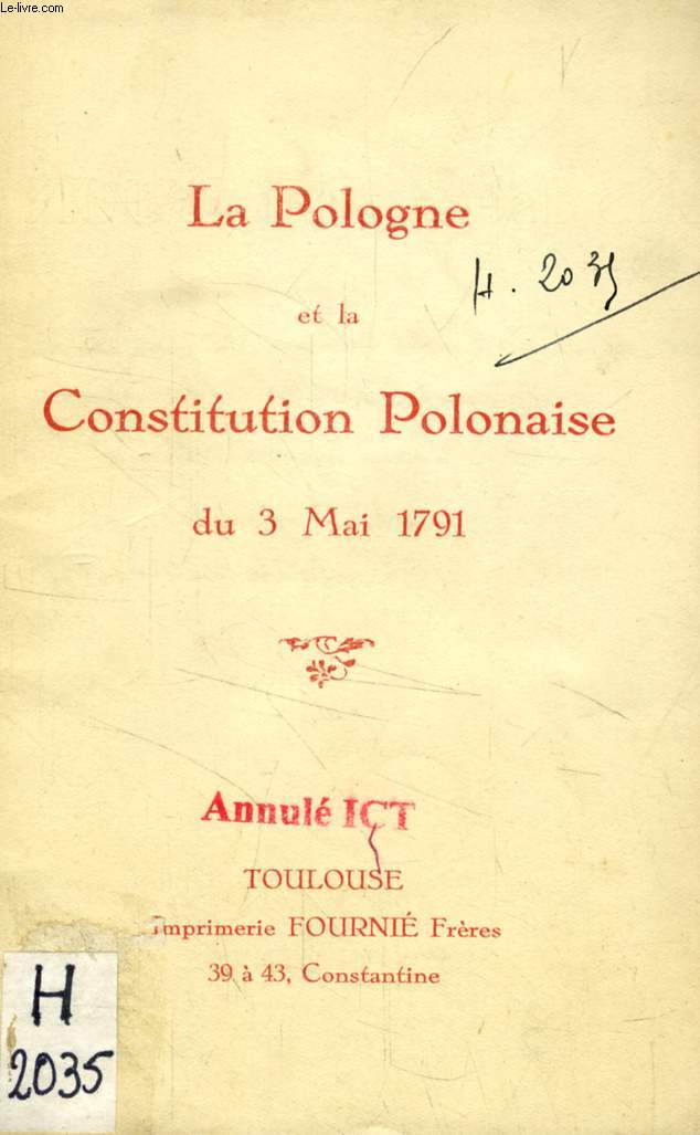 LA POLOGNE ET LA CONSTITUTION POLONAISE DU 3 MAI 1791