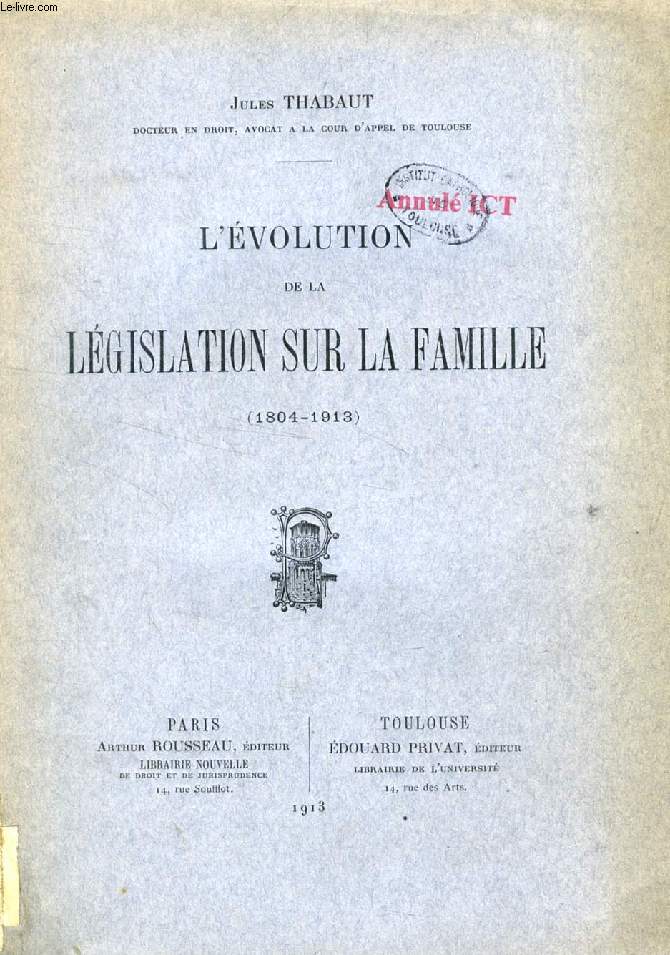 L'EVOLUTION DE LA LEGISLATION SUR LA FAMILLE (1804-1913)
