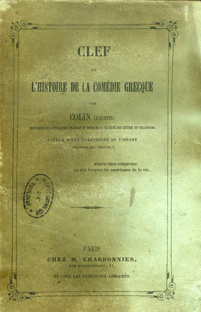 CLEF DE L'HISTOIRE DE LA COMEDIE GRECQUE