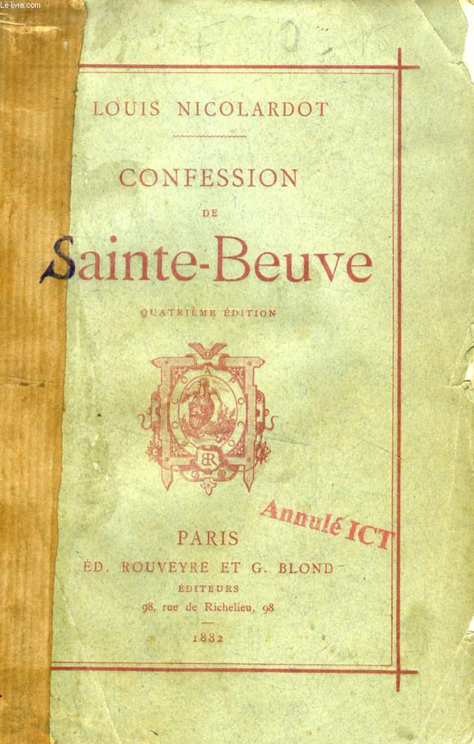 CONFESSION DE SAINTE-BEUVE