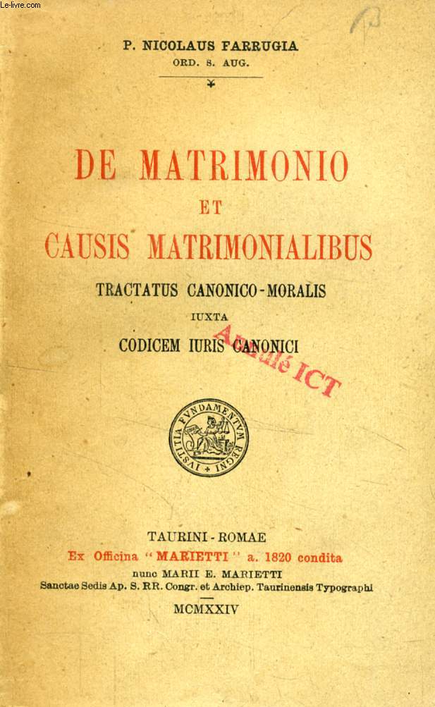 DE MATRIMONIO ET CAUSIS MATRIMONIALIBUS