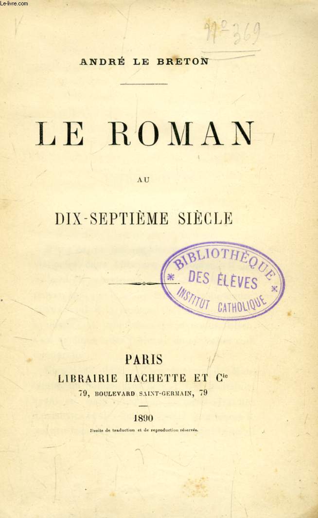 LE ROMAN AU DIX-SEPTIEME SIECLE