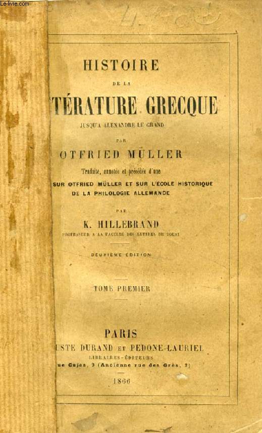 HISTOIRE DE LA LITTERATURE GRECQUE DEPUIS ALEXANDRE LE GRAND, 3 TOMES