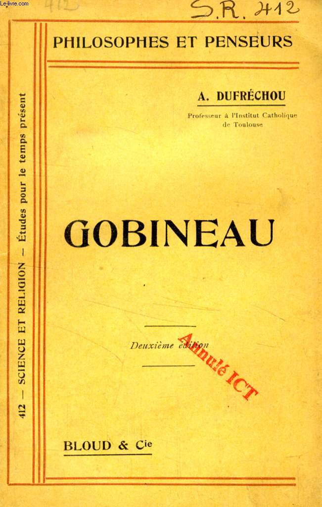 GOBINEAU (PHILOSOPHES ET PENSEURS, N 412)