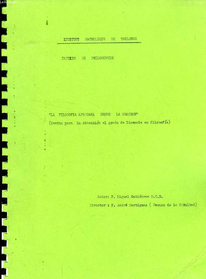 LA FILOSOFIA AFRICANA DESDE LA ORACION (TESINA)