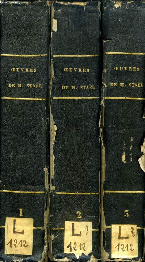 OEUVRES DE Mme LA BARONNE DE STAEL-HOLSTEIN, 3 TOMES